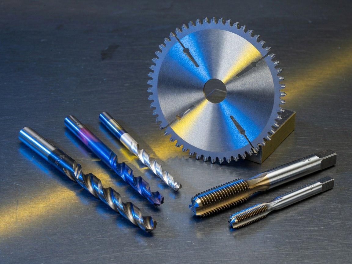 Drill bits, taps, and a saw blade